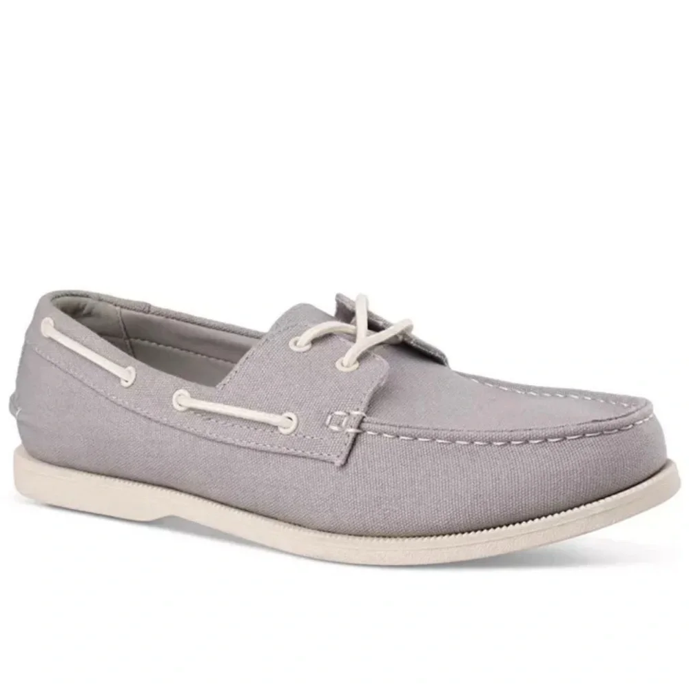 Club Room Men's Elliot Gray Canvas Boat Shoes